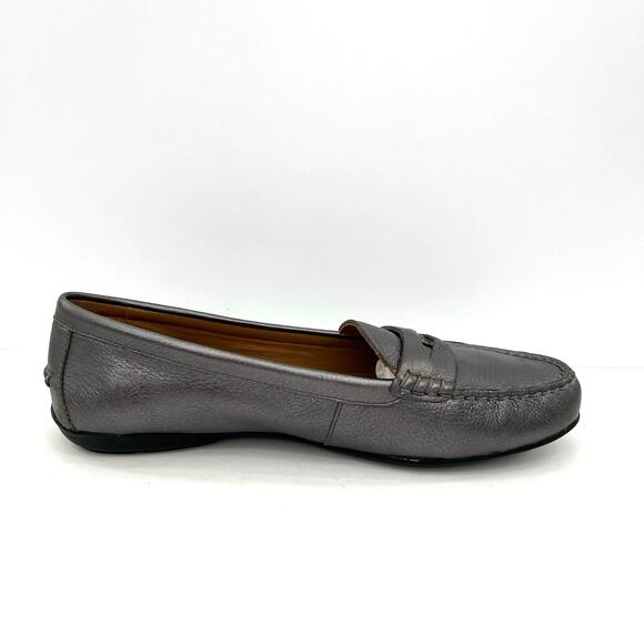 Coach women’s pewter penny loafer flats shoes - Picture 9 of 12